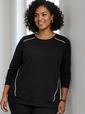 Torrid Black Fleeced "Liquid Bling" Rhinestone crewneck Sweatshirt 2